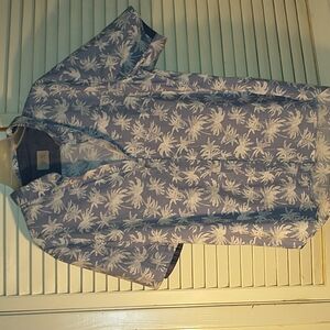 Jachs NY short sleeve blue white palm tree button men's shirt sz LG